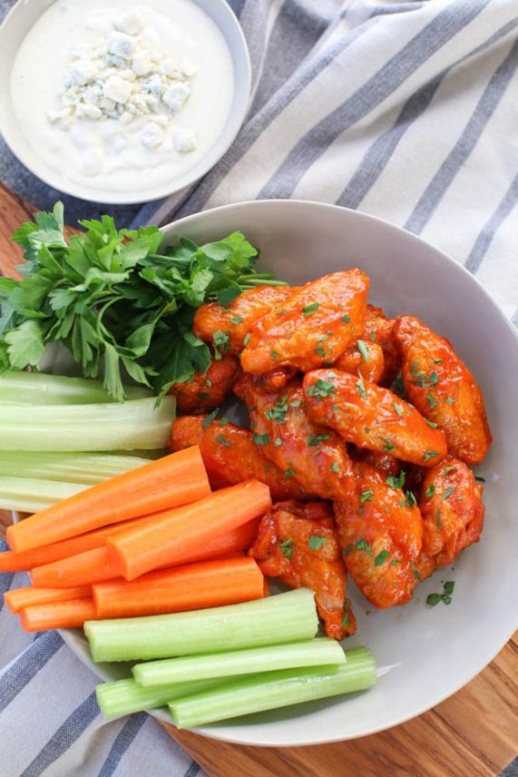 Baked Spicy Bourbon Chicken Wings ready to eat