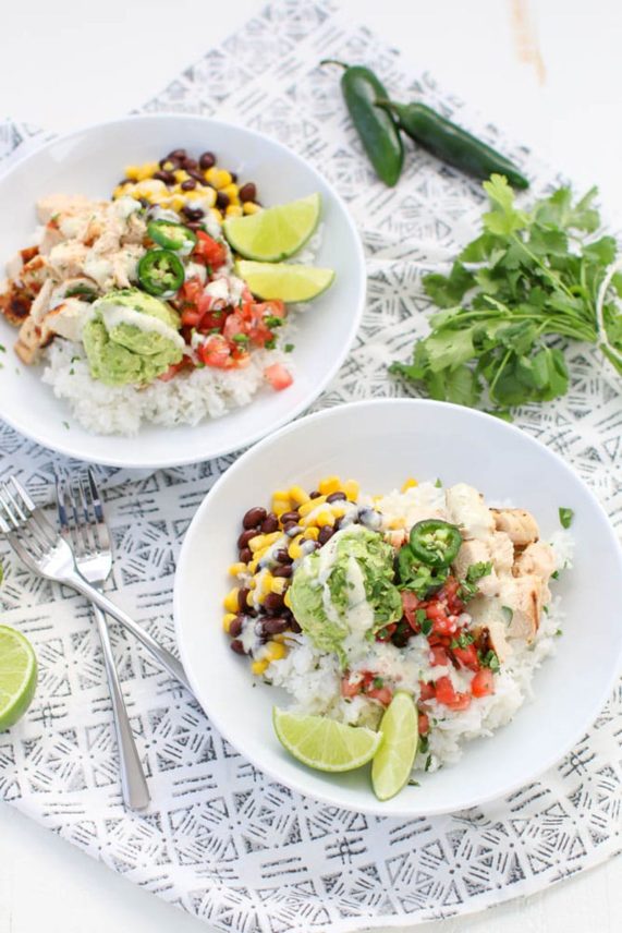Ready to eat Chicken Avocado Cilantro Burrito Bowls