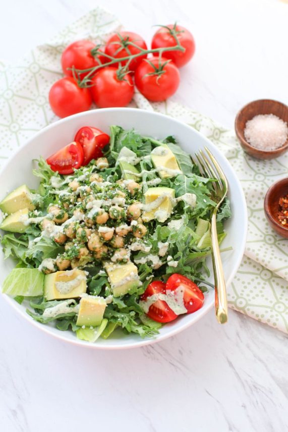Just served plate of Chimichurri Chickpea Salad
