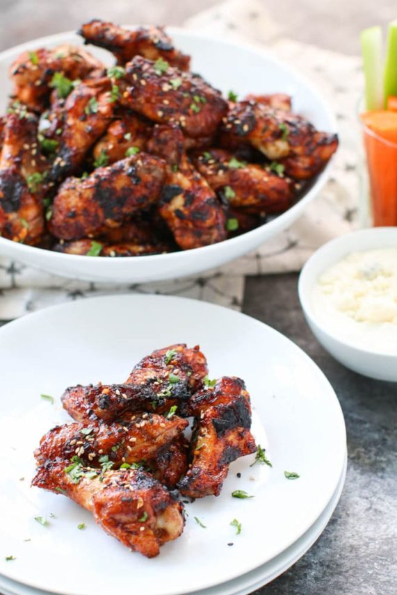 Korean Grilled Chicken Wings serving on a plate