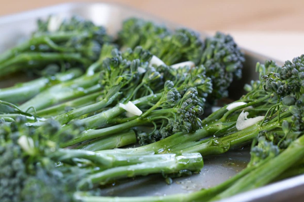 Preparing broccoli to be roasted