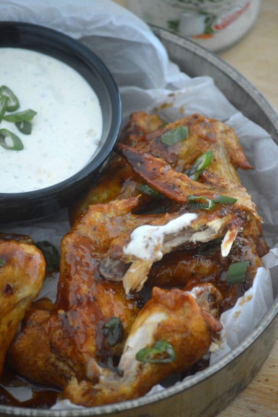 Enjoying some Ranch with Sweet and Spicy Jerk Chicken Wings