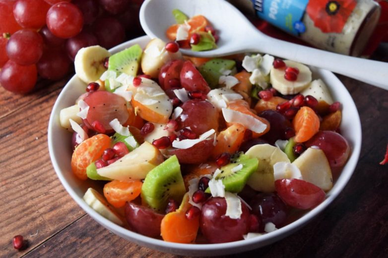 Festive Fruit Salad with Litehouse Poppyseed Dressing