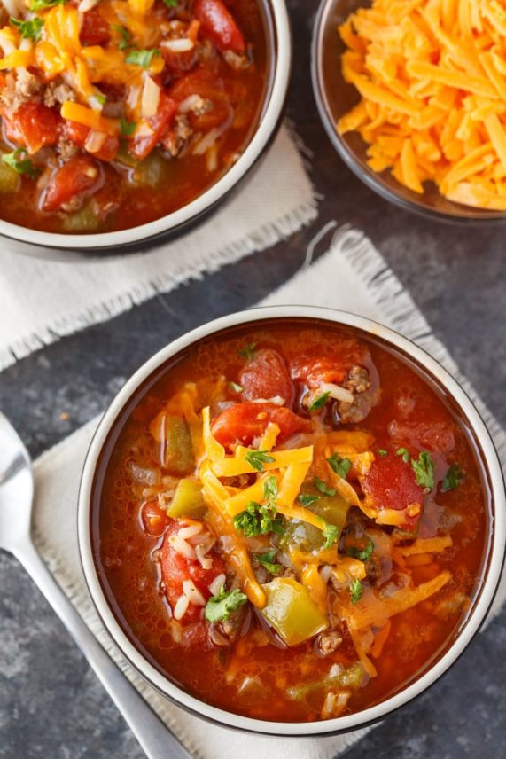 Hot bowl of Stuffed Pepper Soup