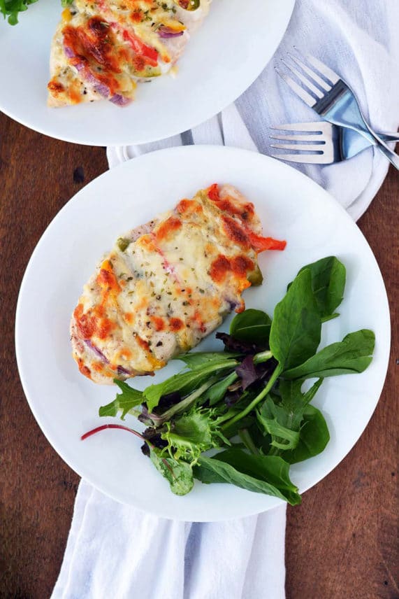 Just served plate of Hasselback Cheesy Ranch Chicken
