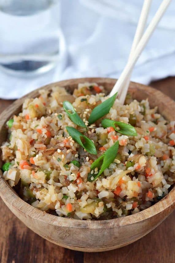 Freshly prepared bowl of Cauliflower Fried Rice