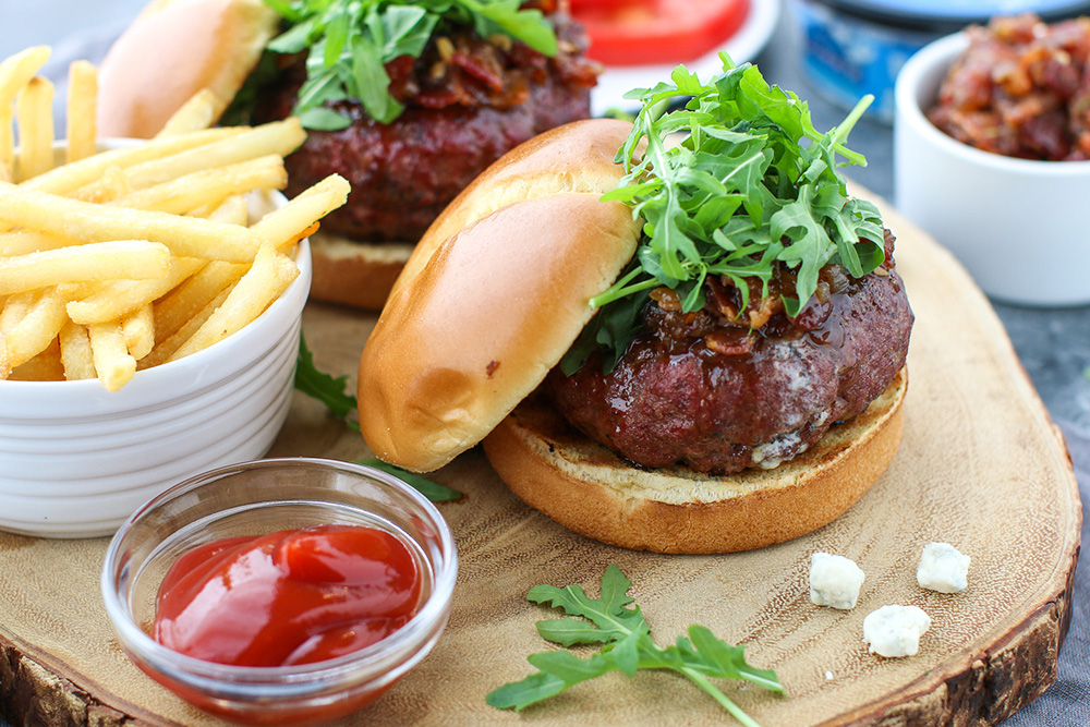 Classic Grilled Burgers Stuffed with Litehouse Blue Cheese