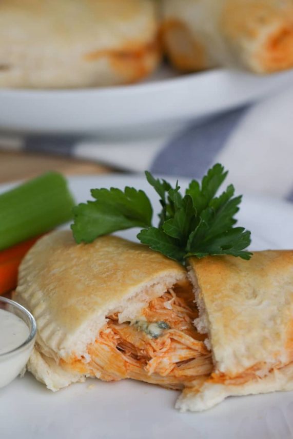 Cracking open a Buffalo Chicken Pocket