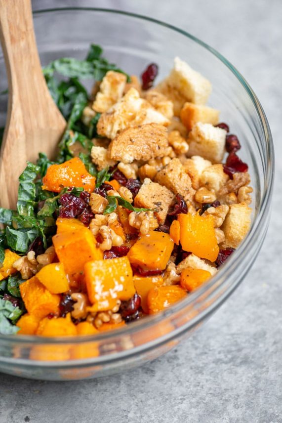 Mixing up Butternut Panzanella Salad