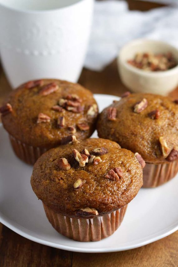 Just served plate of Pumpkin Spiced Muffins