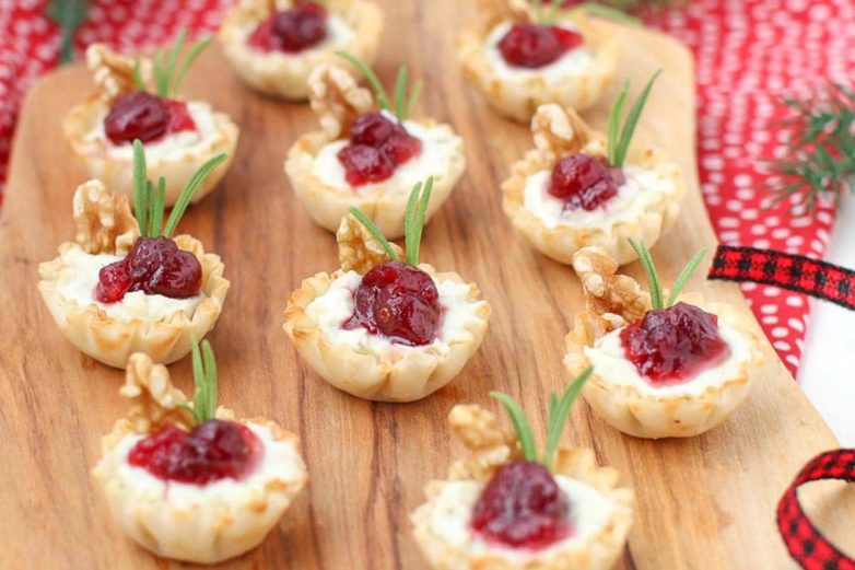 Festive tray of Cranberry Blue Cheese Bites