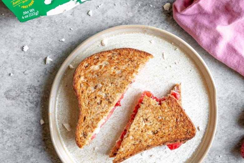 Strawberry Basil Feta Panini with Feta Cheese Crumbles