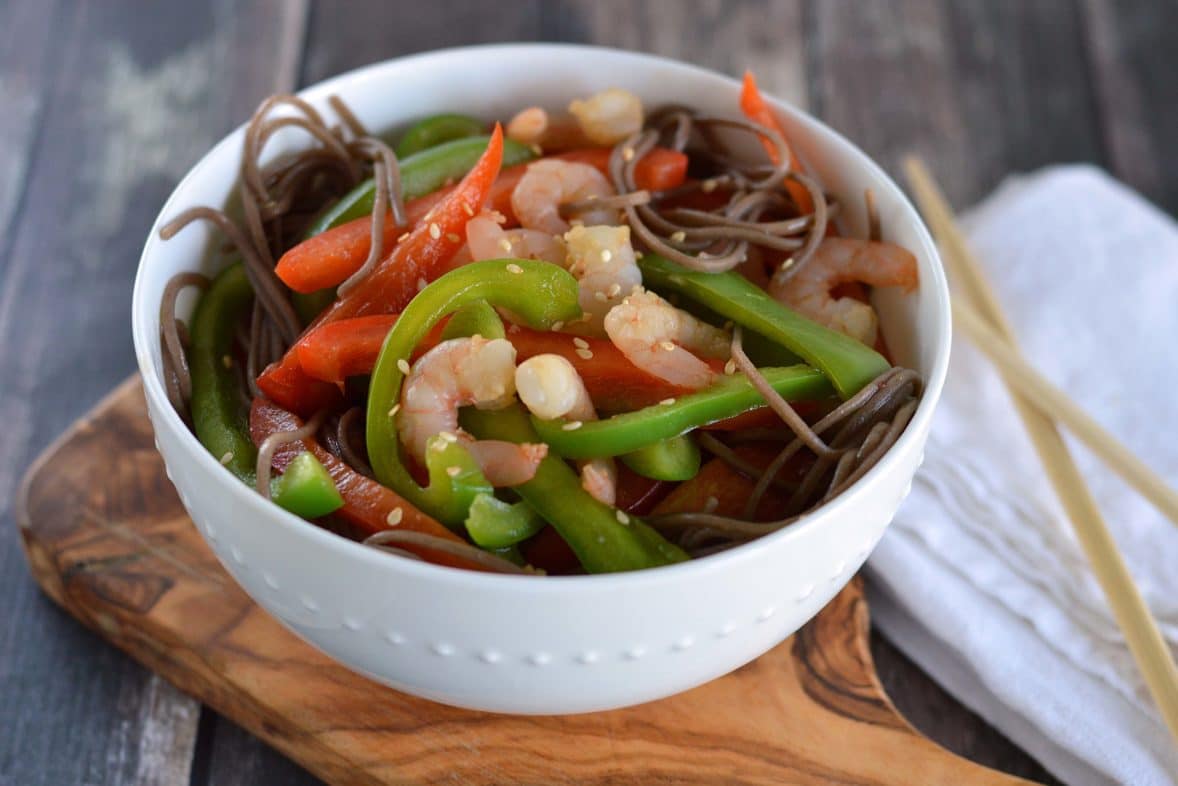 Freshly prepared Sesame Ginger Cold Soba Noodle Salad