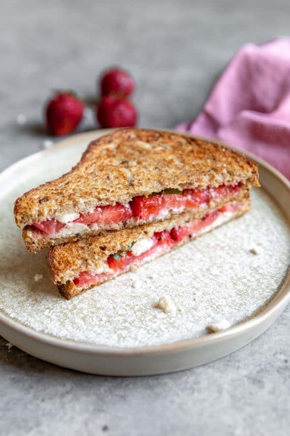 Fresh pressed Strawberry Basil Feta Panini