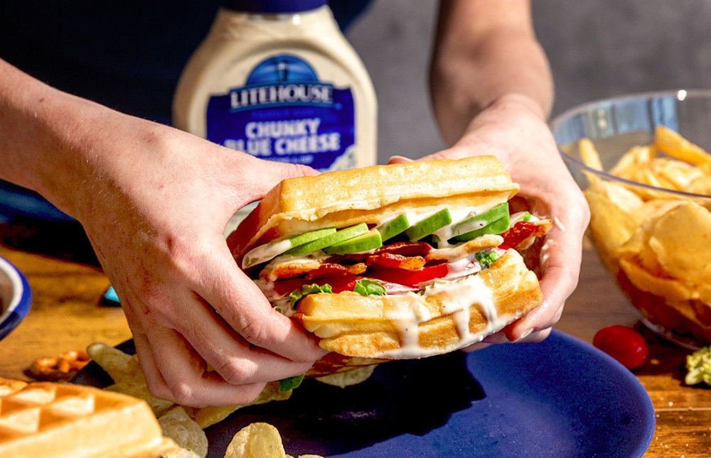 Waffle Blue Cheese BLT made with Litehouse blue cheese crumbles
